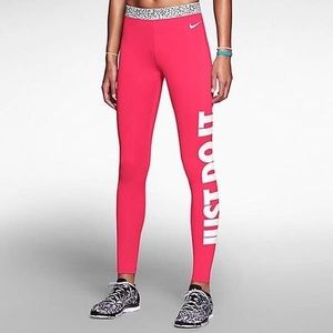 Nike neon pink just do it compression pants